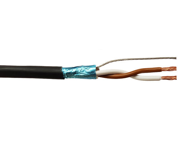 Høyttalerkabel 2x1,5mm2 skjermet LSZH Kuldebestandig TPE sort, 500mT