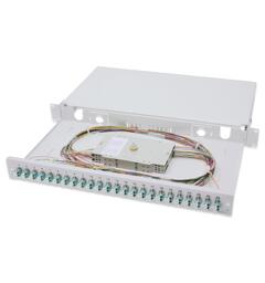Fiberpanel 19" 1U, 24x LC-D OM3 inkludert pigtail og skjøtekasset
