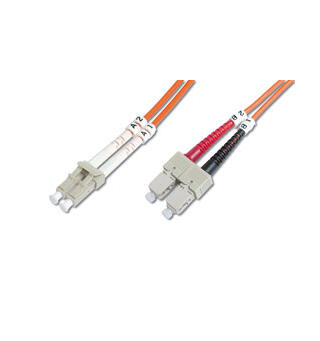 Patch Fiber  OM1 LC/SC Orange 2m Duplex Halogenfri 3mm