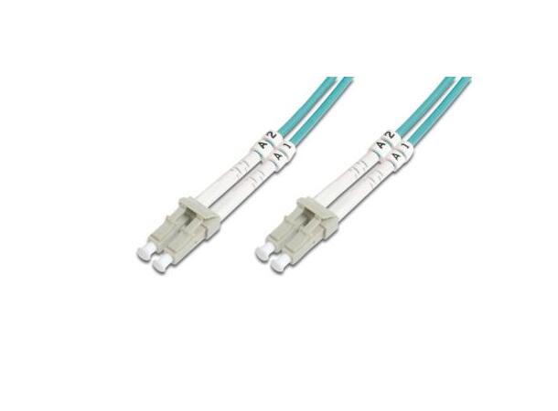 Fiberpatch OM3, LC-LC Dupl, 2m Halogenfri 3mm, Aqua 