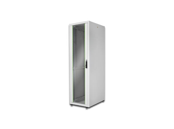 42U Gulvskap 19" Basic H2053xB600xD800mm m/glassdør Grå 