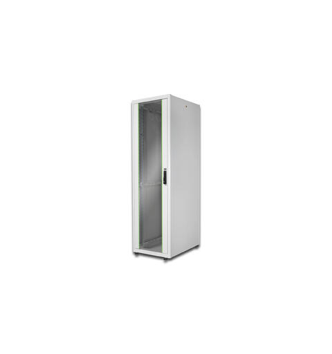 42U Gulvskap 19" Basic H2053xB600xD800mm m/glassdør Grå