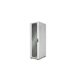 42U Gulvskap 19" Basic H2053xB600xD800mm m/glassdør Grå