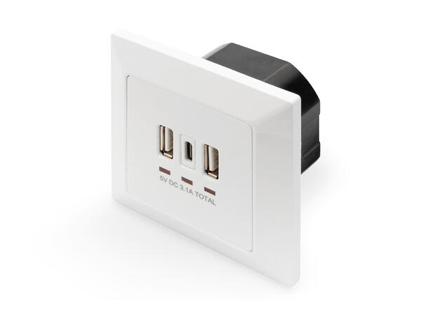 Vegguttak med 1xUSB-C og 2XUSB-A Digitus 5V DC 3.1A 