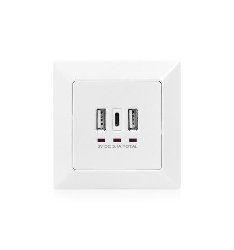 Vegguttak med 1xUSB-C og 2XUSB-A Digitus 5V DC 3.1A