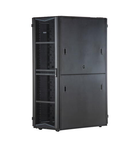 FlexFusion Cabinet 600x48RUx1200mm w/Bruch Seal, Left/right PDU BRKT, Sort