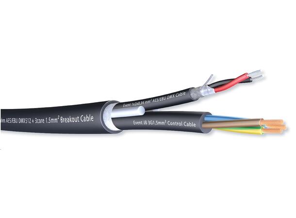 Hybrid kabel 110Ohm AES/EBU DMX512+ 3x1.5mm² Power TPM Black 