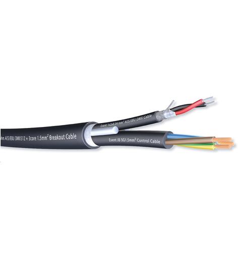 Hybrid kabel 110 Ohm AES/EBU DMX512+ 3x1.5mm² Power TPM Black