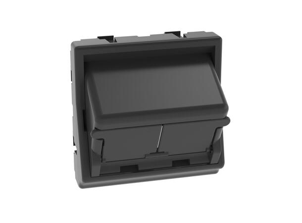 Panduit Uttak Innfelt Skrå m/lokk Sort for 2 Mini-Com moduler,45x45mm 