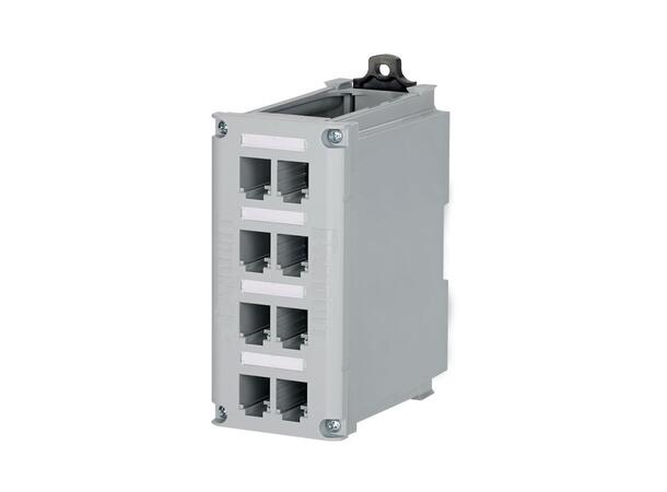 Mini-Com 8-port DIN Rail Patch panel 