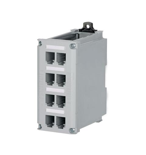 Mini-Com 8-port DIN Rail Patch panel
