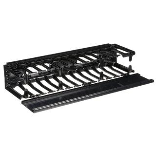 Kabelføringspanel 2U med lokk hengslet NetManager® Sort