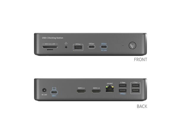 Docking Station USB4 Dual Display 14-i-1 USB-C docking 40Gbps/100W PD 