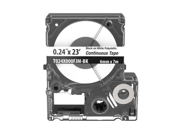 Merkelapper for MP300 Continuous Sort på Hvit 6,1 mmx7.6m, Polyolefin 