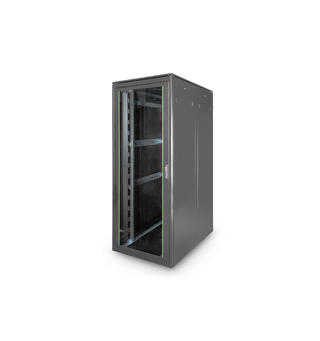 42U Gulvskap Unique H2053xB800xD1200mm Sort, med glassdør