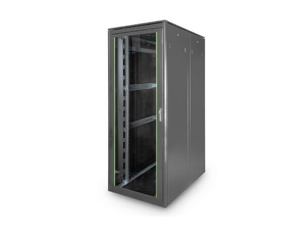 Gulvskap Unique 42U H2053xB800xD1200mm sort, med glassdør