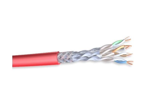 Cat 6A S/FTP Fire Resistant LSZH Armert DNV Approved, SHF1, UV Res, GSWB, Rød