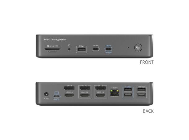 Docking Station USB3.2 Dual Display DL 18-i-1 USB-C docking 3+2+2 USB 100W PD 