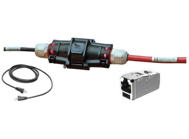 Kamerapatch kat6a Dca RJ45 Gelboks 1.5m Ink. RJ45 modul og prep.IP69K Gelboks 