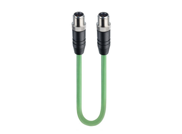 Fast Ethernet kat5e M12 Male, 2m Straight D-coded, 4-wires, green cable 