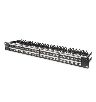 Panel 19" for 48 keystone moduler Digitus, 1U, skjermet, Sort RAL 9005