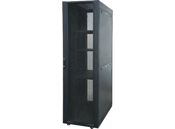Server rack Unique 48U B600xD1200mm Sort, uten dører, med sidevegg 