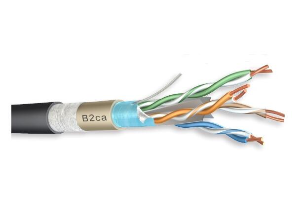Cat6 F/UTP Duct Grade AWG 23/1 B2ca LSZH, waterblock tape, LDPE jacket, Blk 