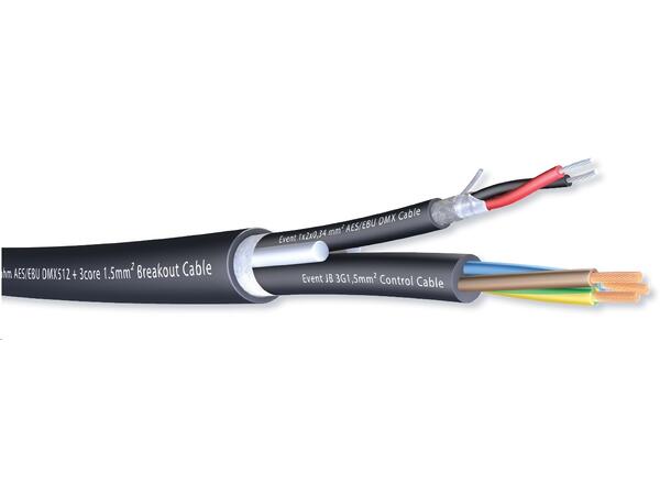 Hybrid kabel 110 Ohm AES/EBU DMX512+ LSZH, 3x1.5mm² Power, Black 