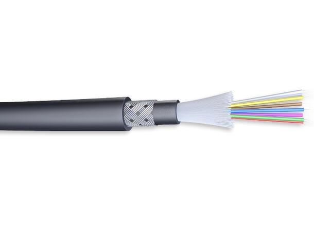 Fiberkabel G4 OS2 AICI FR-LSZH, armert, DNV, NEK606, Sort 