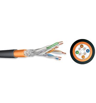 Cat 7 S/FTP Duct Grade AWG 23/1 Cca LSZH, water/UV-res, MDPE jacket, Blk