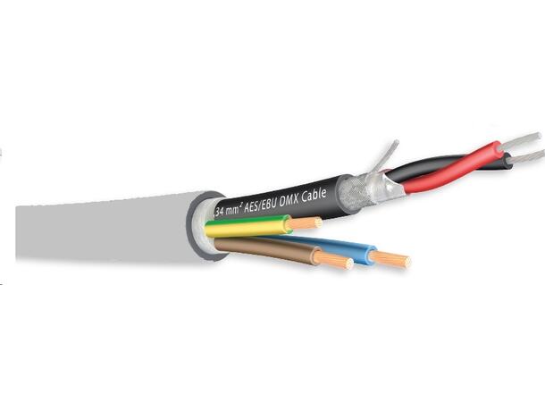 Hybrid kabel 110Ohm AES/EBU DMX512+ LSZH, 3x1.5mm² Power, White 