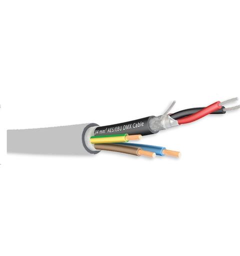 Hybrid kabel 110 Ohm AES/EBU DMX512+ LSZH, 3x1.5mm² Power, White