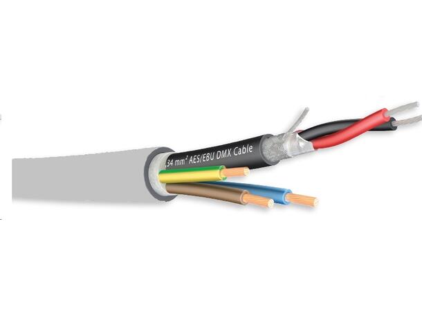 Hybrid kabel 110 Ohm AES/EBU DMX512+ LSZH, 3x1.5mm² Power, White 