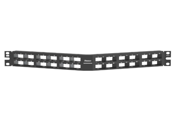 Patchpanel 1U Mini-com vinklet 48 port Panduit, Uskjermet, Sort 