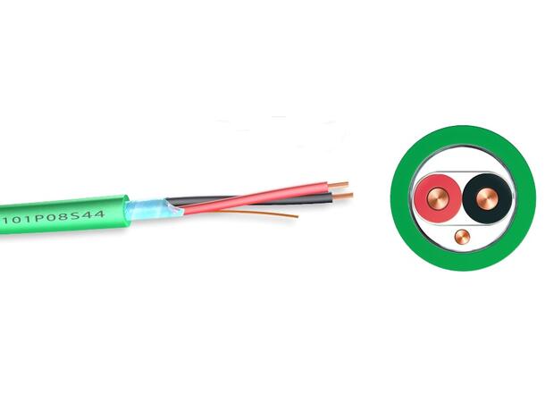 EIB/KNX 1x2x0,8mm kabel LSZH (1par) FireFighter®, Dca-s2,d2,a2, Grønn 