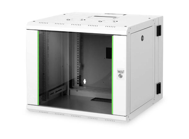 9U Veggskap 2-delt Unique 509x600x600mm Digitus, Grå, 100kg, hengslet 