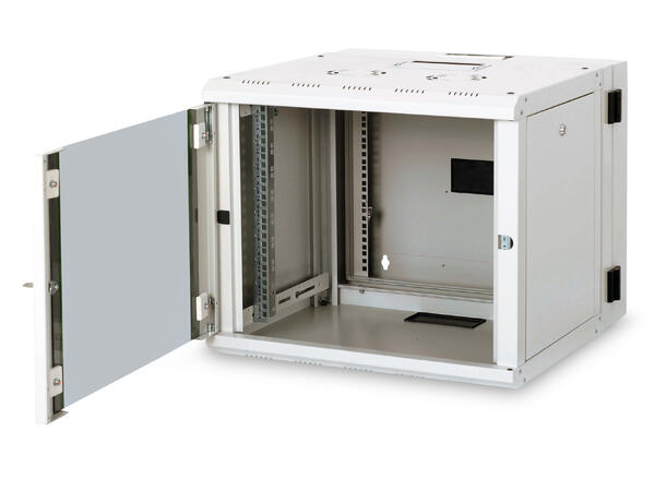 9U Veggskap 2-delt Unique 509x600x600mm Digitus, Grå, 100kg, hengslet 