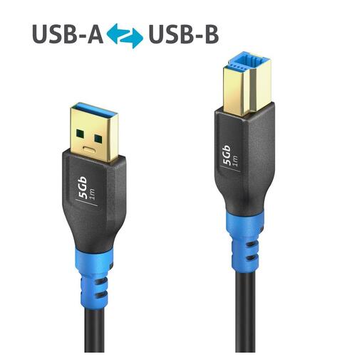 FlexInstall USB-A til USB-B kabel 1m 5 Gb, PureLink