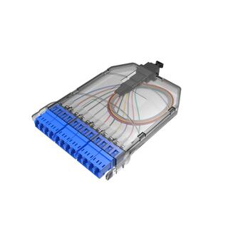 MPO Kassett UltraSlim OS2 male 12xLC Pol.U, 1xMPO konnektor APC