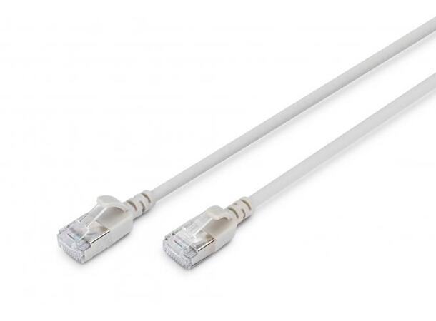 Slim patch Cat6a F/FTP Grå 0,5m Digitus, AWG 32/7, Halogenfri 