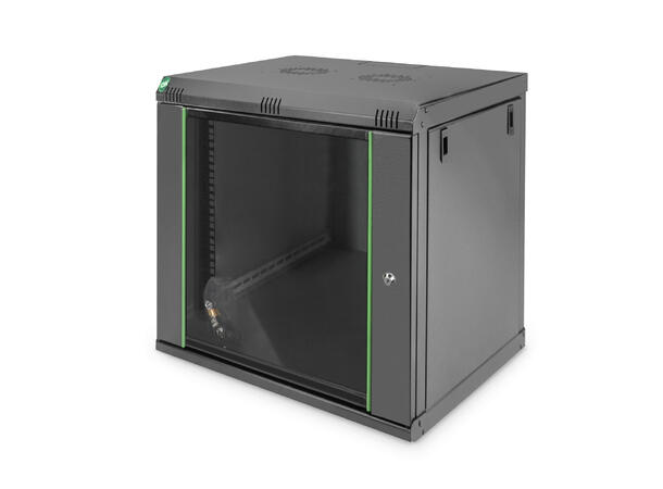 12U Veggskap, 611x600x450mm Digitus, Sort, 60kg 