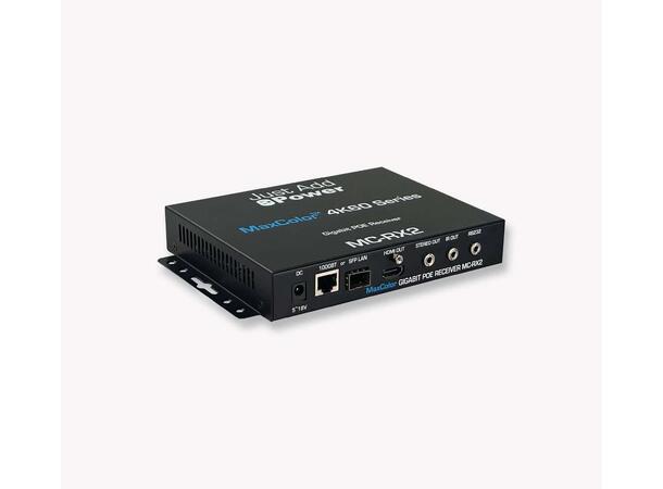 JustAddPower MaxColor™ 2 4K60Hz Dekoder 36bit, med SFP, USB-C og ARC, Purelink 