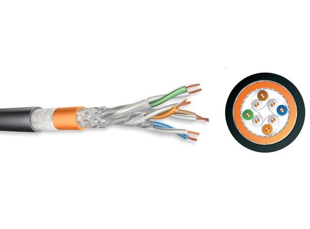Kat7 S/FTP Duct Grade AWG 23/1 LSZH Cca WaterBloc water/UV-res, MDPE jacket, Blk 