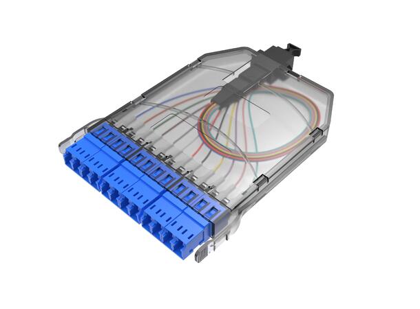 MPO Kassett UltraSlim OS2 male 12xLC Pol.AF. 1xMPO konnektor APC 