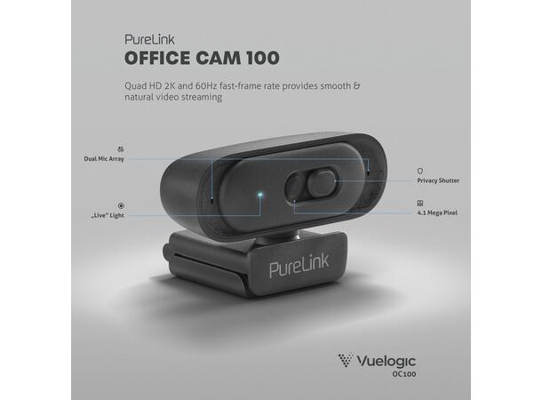 2K Quad HD Web Camera, PureLink Crystal-Clear Video and Audio Quality 