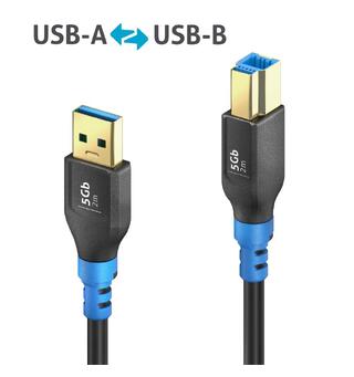 FlexInstall USB-A til USB-B kabel 2m 5 Gb, PureLink