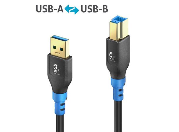 FlexInstall USB-A til USB-B kabel 3m 5 Gb, PureLink 