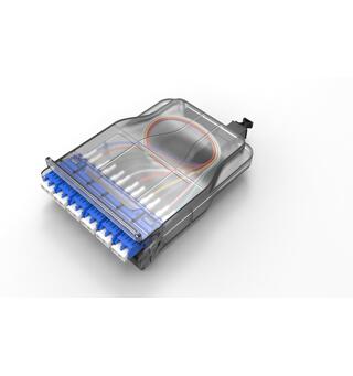 MPO Kassette SlimLine OS2 male 12xLC Pol.A 1xMPO konnektor APC