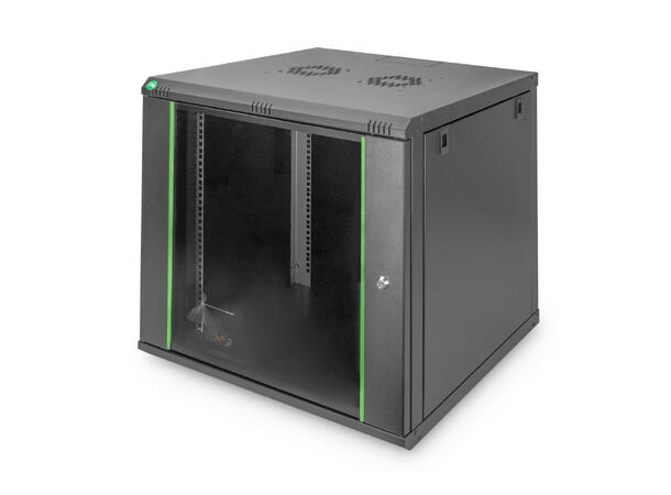 12U Veggskap Basic 611x600x600mm Digitus, sort, 60kg 