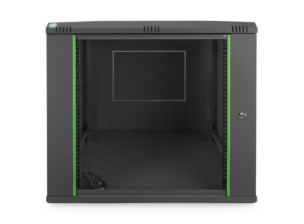 12U Veggskap Basic 611x600x600mm Digitus, sort, 60kg 